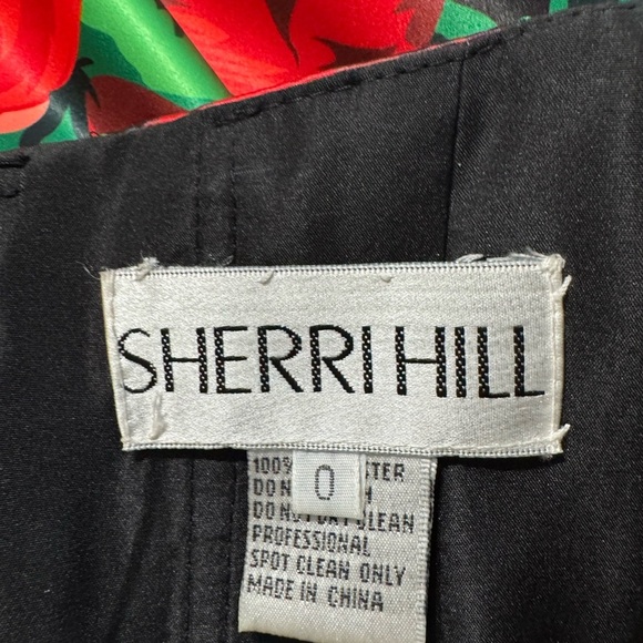 SHERRI HILL Red Floral Dress Mini Strapless Prom Pageant Size 0 Roses Full XS - Picture 11 of 12